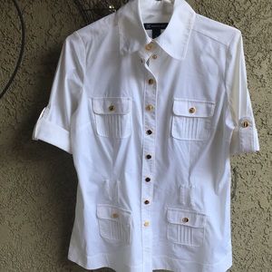 NWT - INC International Concepts white Button Top